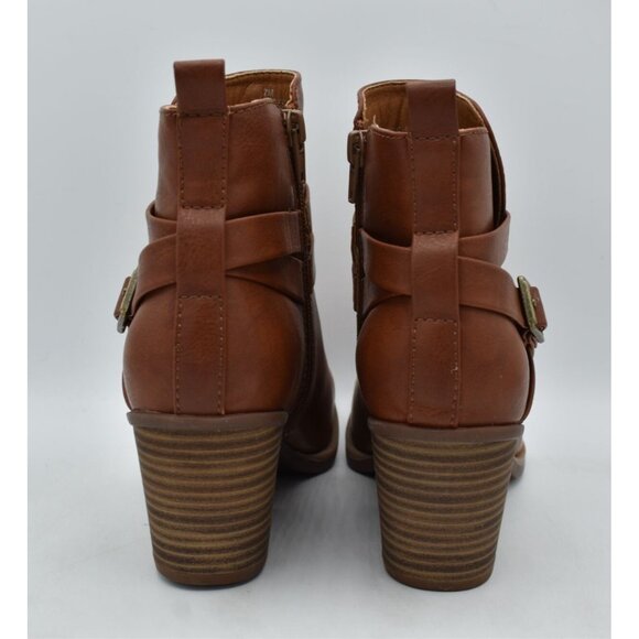 Korks by Kork Ease Womens Size 8.5 Heidi Block Heel Tan PU Zip Booties Boots - Picture 4 of 10